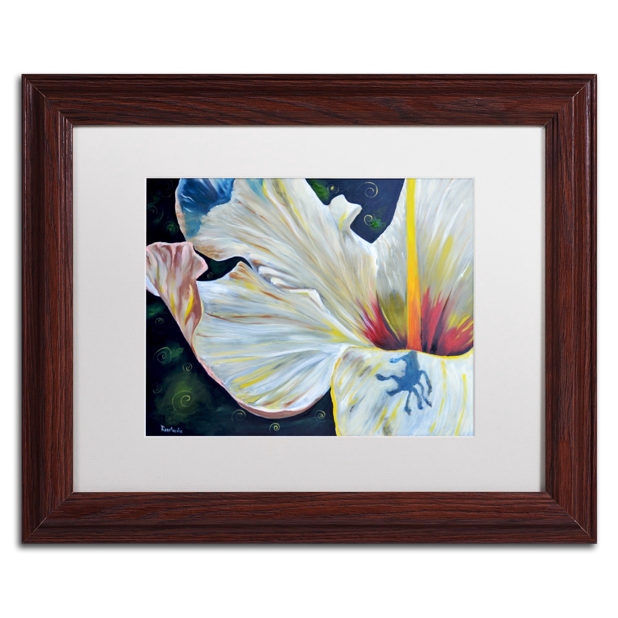 Trademark Fine Art "Hibiscus" Canvas Art by Jennifer Redstreake White Matte, Wood Frame