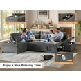 thumbnail image 4 of Luckhao Modern U-Shaped 7-Seat Sleeper Sectional Sofa with Pull Out Bed, Storage Chaise, USB Ports & Cupholders, 4 of 15