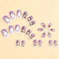 thumbnail image 3 of Light Purple Gradient Ghost Wooden House Floral Nail Patches 24Pcs, Cute Halloween Press On Nails False Nails with Dreamy Fairy Tale Style, Reusable Almond Shape Fake Nails for Women, 3 of 6