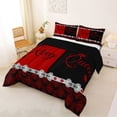 thumbnail image 2 of Erosebridal Queen And King Full Size Comforter Sets,Vintage Damask Print Bedding Sets For Men Omen,Red Black, Reversible 3 Pieces, 2 of 7
