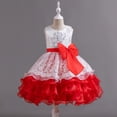thumbnail image 4 of Girl Ruffle Tiered Tutu Gown Flower Girl‘s Sleeveless Lace Princess Dresses with Big Bowknot Party Ball Tulle Pageant Gowns for Wedding, Birthday, Christmas - 3-10T, 4 of 5
