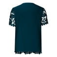 thumbnail image 5 of TKLPEHG Dressy Tops for Women Lace Slim Fit Blouse V Neck Solid Color Womens Short Sleeve Tops Casual Elegant Tunic Tops Women's Summer Tops (Z01_Blue,XL), 5 of 6