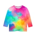 thumbnail image 4 of Spazoro Toddler Girls 3/4 Sleeve Shirts, Spring and Fall Tie Dye Round Neck Casual Fashionable Tops for Girls Multicolor Size 4-5T, 4 of 5
