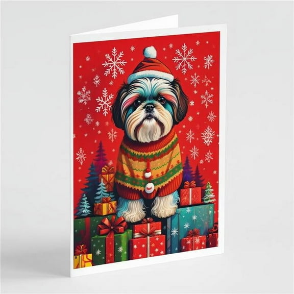 Shih Tzu Holiday Christmas Greeting Cards Pack of 8 7 in x 5 in