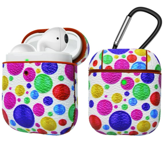 Tekcoo AirPods Case, [Front LED Visible] AirPods Accessories Cover Compatible with Apple Airpods 1 & AirPods 2 Protective PC Plastic Inner   PU Vegan Leather Pattern Skin & Keychain [Bubble]