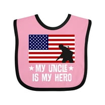 Inktastic Military Uncle is My Hero Us Flag Boys or Girls Baby Bib