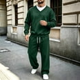 thumbnail image 2 of Men's 2 Piece Outfit Tracksuit Sets,Long Sleeve V Neck Sweatshirt and Wide Leg Sweatpants,Solid Color Casual Loungewear Sweatsuit Set for Spring Fall Daily Wear, 2 of 6