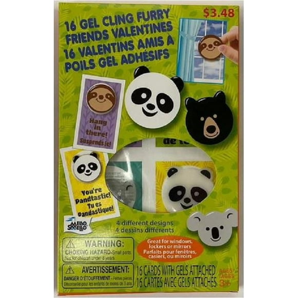 Mello Smello 16CT Cling Furry Friends Valentines Kiddie Cards