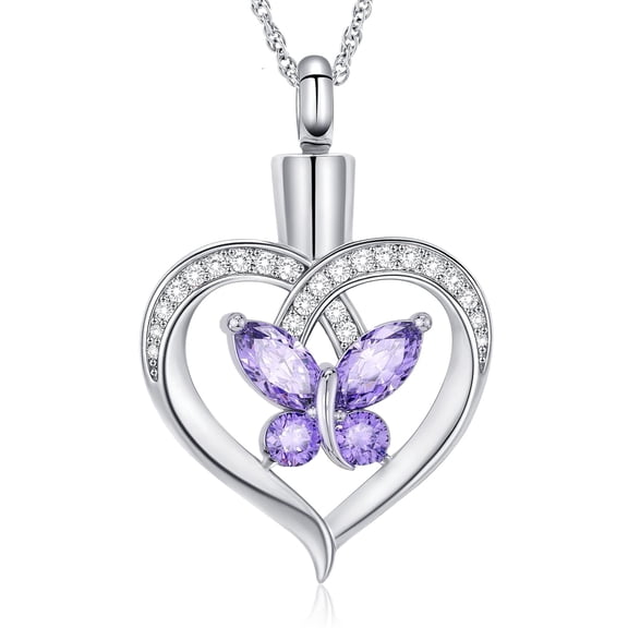 Butterfly Urn Necklace for Ashes for Human / Pet Ashes Crystal Cremation Urn Necklace for Women Men Memorial Keepsake Urn Pendant Gifts