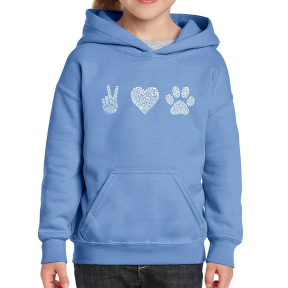 Girl's Word Art Hooded Sweatshirt - Peace Love Dogs
