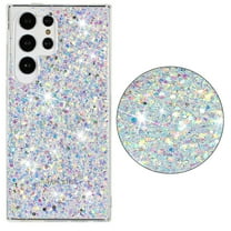 for Samsung Galaxy S24 Ultra Glitter Case, Cute Bling Sparkle Shiny Slim Soft Silicone Reflective Clear TPU Bumper Women Girls Shockproof Protective Phone Case for Samsung Galaxy S24 Ultra, White