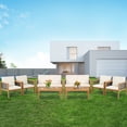 thumbnail image 1 of Gymax 8PCS Patio Acacia Wood Furniture Set PE Rattan Conversation Set w/ Off White Cushions, 1 of 10