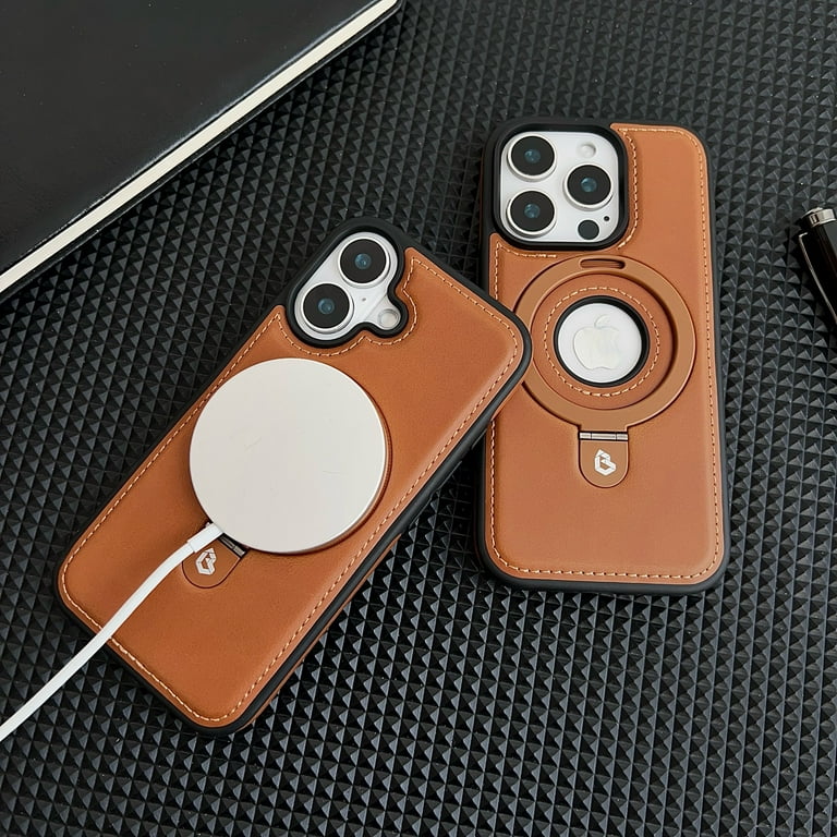 Magnetic for iPhone 16 Pro Case with MagSafe Compatible & Ring Holder Stand, Luxury PU Leather Slim Shockproof Cover Support Wireless Charging Kickstand Phone Case for iPhone 16 Pro, Coffee - Walmart.com Magnetic for iPhone 16 Pro Case with MagSafe Compatible & Ring Holder Stand, Luxury PU Leather Slim Shockproof Cover Support Wireless Charging Kickstand Phone Case for iPhone 16 Pro, Coffee - Walmart.com