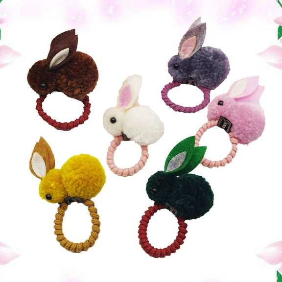PAMINGONO 6Pcs Assorted Plush Elastic Hair Tie Ponytail Holder Hair Accessories for Any Occasion