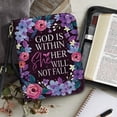 thumbnail image 4 of Kuiaobaty Heart Butterfly Flower Print Faux Leather Bible Cover for Men Women, God is Within Her Large Capacity Bible Book Cover Church Bag Carrying Case with Shoulder Strap and Handle, XL, 4 of 7
