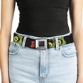 thumbnail image 5 of Buckle-Down Belt, Seatbelt Buckle Belt, Brains Zombie Face Close Up Black Red Green Yellow, 30 to 44 Inches, 5 of 9
