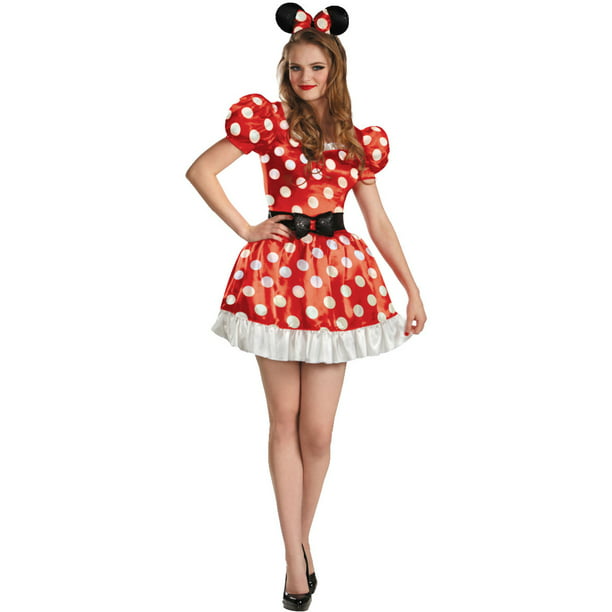 Womens Red Disney Mickey Mouse Club Minnie Mouse Adult Costume ...