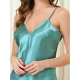 thumbnail image 4 of Unique Bargains Womens 2 Piece Satin Sleeveless Cami Strap Nightgown Green Khaki XS, 4 of 5