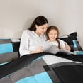 thumbnail image 5 of Feelyou Geometric Anstract Queen Comforter Set for Adult, Grey Blue Square Bedding Sets, Modern Fashion Reversible Bedding Comforter Set, Microfiber Bedroom Decor, 3 Pieces, 5 of 8