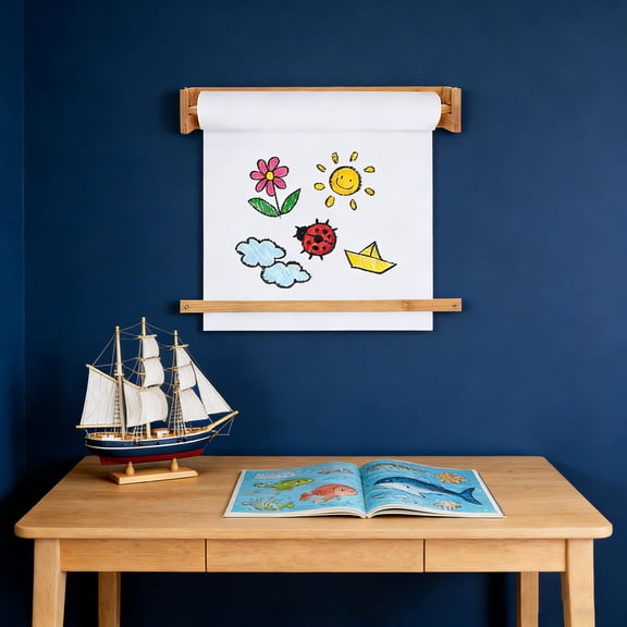 Milisten Wall Mounted Wood Art Easel with Paper Roll Dispenser for Creative Painting Spaces