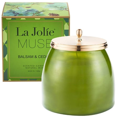 LA JOLIE MUSE Balsam Cedar Large Scented Candle - 18OZ Glass Jar Pine