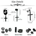 thumbnail image 5 of K-KED 7-21Pair Punk Earring Set 7 style Stainless Steel Cross Hinged Hoop Ear Piercing-Silver+Black+Gold, 5 of 8