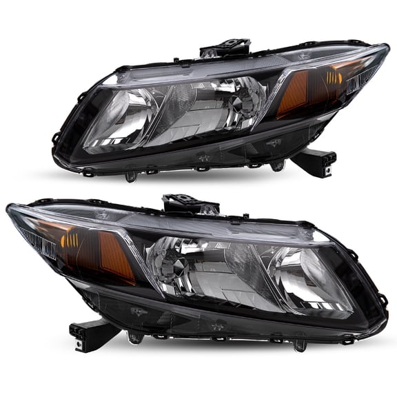 For 2012-2015 Honda Civic Sedan 12-13 Coupe Black Headlights Assembly Pair