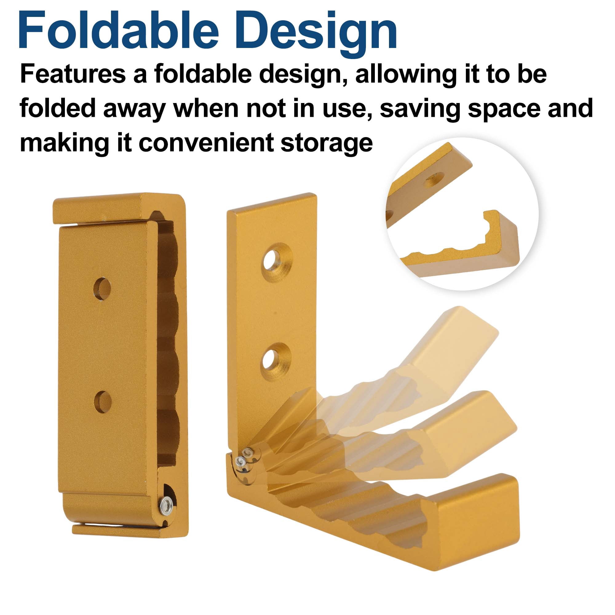Unique Bargains 4 Pcs Foldable Foldable Coat Hook Wall Mount Invisible Gold Tone
