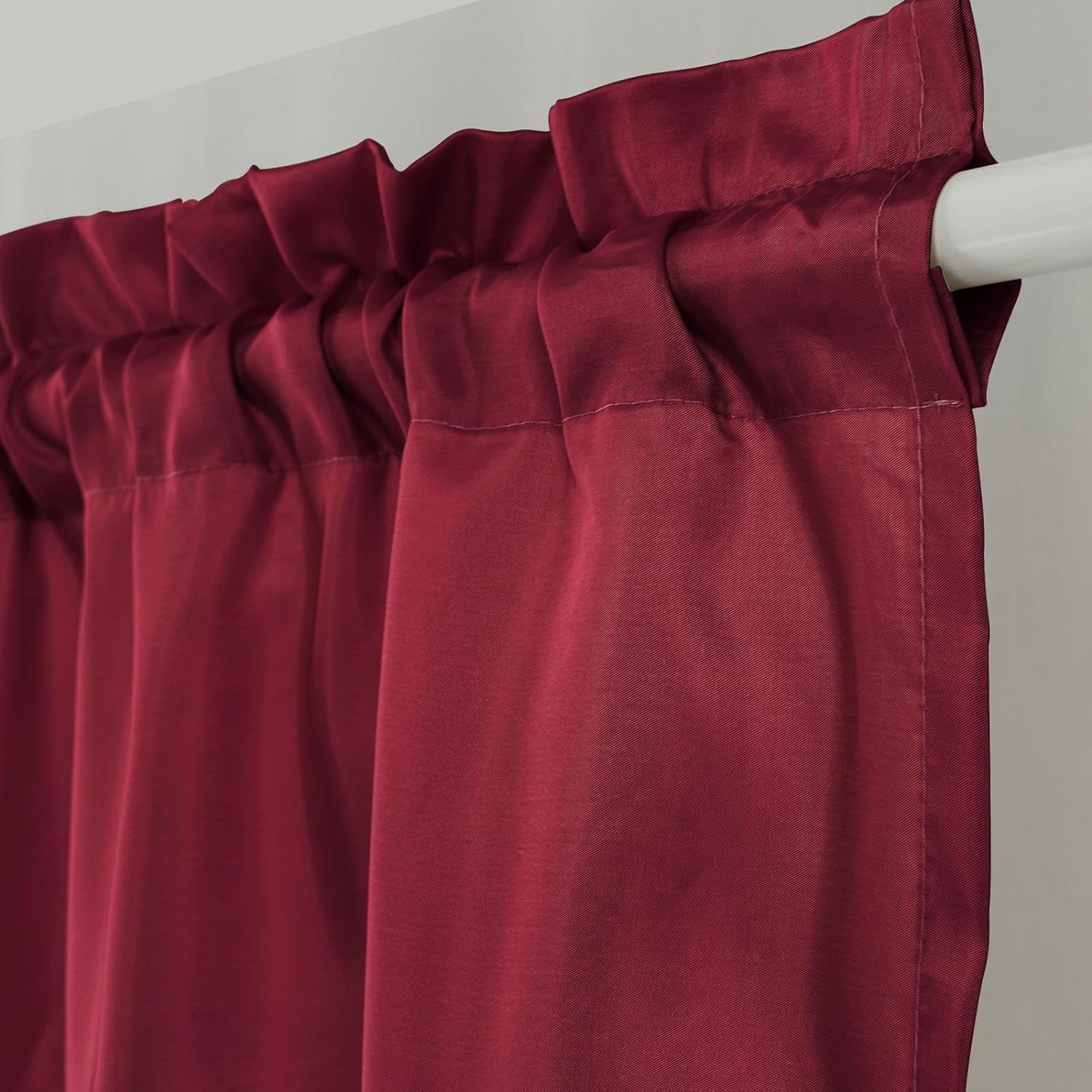 Nvzi Luxury Beaded Triangle Curtain Valances 3 Panels for Living Room Bathroom Cafe Laundry Basement Rod Pocket Half Blackout Short Window Valance Curtains (Red,51"x23")