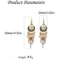 thumbnail image 6 of Boho Long Teardrop Beaded Tassel Dangle Earrings for Women Gold-Toned Bohemian Crystal Beads Fringe Dangling Drop Statement Earrings Enamel Flower Link Piercing Fish Hook Native Tribal Ethnic Jewelry, 6 of 12