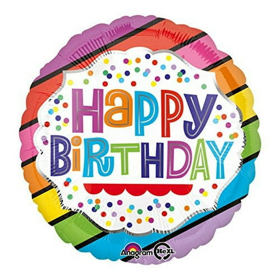 Burton & Burton Happy Birthday Bright Stripes Foil/Mylar Balloon