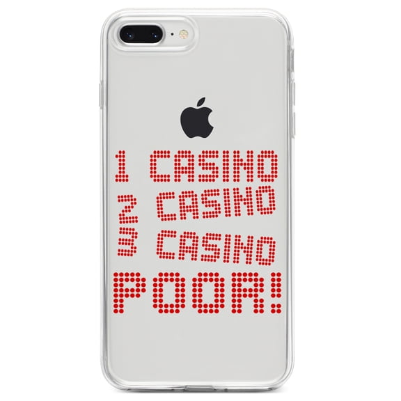 DistinctInk Clear Shockproof Hybrid Case for iPhone 7 PLUS / 8 PLUS (5.5" Screen) TPU Bumper Acrylic Back Tempered Glass Screen Protector - 1 Casino 2 Casino 3 Casino Poor