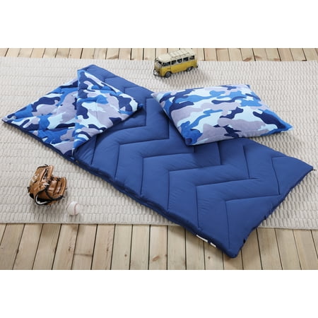 Sleeping Bag And Pillow Cover Blue Camo Indoor Outdoor Camping Sleeping Bag And Pillow Cover Blue Camo Indoor Outdoor Camping Youth Kids Boys