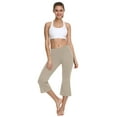 thumbnail image 4 of BALEAF Women Flare Capri Leggings with Pockets Yoga Pants Bootcut Casual Cotton Work Summer Lounge 21" Beige L, 4 of 6