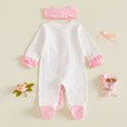 thumbnail image 4 of Cjfdfy Newborn Baby Girl Fall Outfit Little Sister Dot Print Ruffled Long Sleeve Button Footed Romper And Bow Headband Infant Coming Home Outfit Baby Cute Fall Winter Outfits, 4 of 9