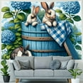thumbnail image 4 of JEUXUS Cute Bunny Blue Flowers Picture Hanging Tapestry (Multiple SKUs) Painting, 4 of 6