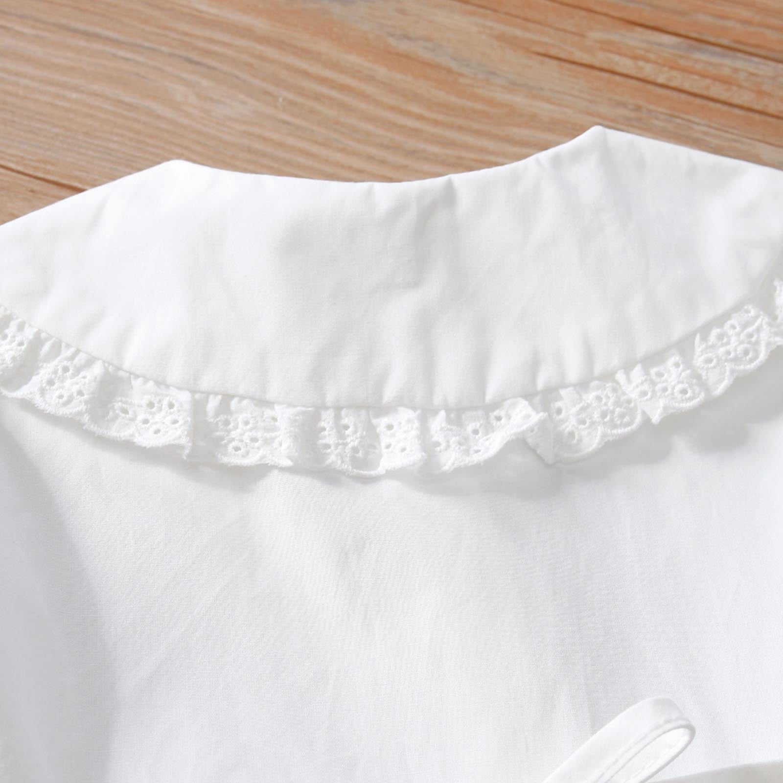CHEEREAM Toddler Girls Casual Dress Puff Sleeve A-Line Swing Flared Party Birthday Dresses with Peter Pan Collar for 2-14 Years White 4 Years