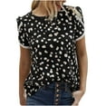 thumbnail image 2 of Blusa de Manga Corta con Cuello Redondo y Manga de Encaje Fiudx para Mujer a la moda, 2 of 7