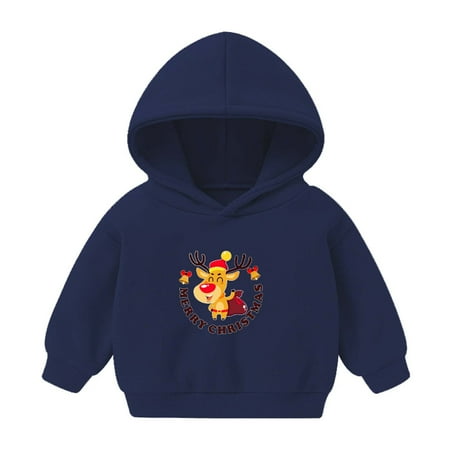 

Toddler Baby Long Sleeve Hooded Sweatershirt Pullover Hoodies for Boys Girls Christmas Elk Print Casual Sweatershirts Hoodie Sports Tops