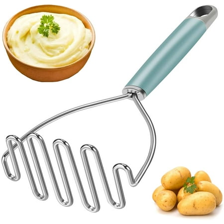 

Potato Masher Premium Masher Kitchen Tool Heavy Duty Potato Masher Stainless Steel Metal Wire Mashed Potatoes Masher for Mashing Avocado Bean Vegetables Food Dishwasher Safe- Aqua Sky