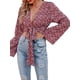 thumbnail image 5 of Txlixc Blusa de manga larga para mujeres, flor / patrón geométrico / vendaje impreso leopardo Txlixc moda, 5 of 9