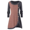 thumbnail image 1 of IMENGL Grande Taille Col Rond Manches Longues patchwork Uni Tricot Asymétrique, Gris TG, Taille G-5TG, 1 of 5