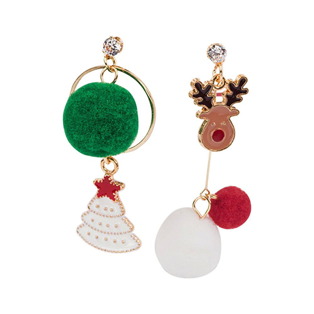 Ladies Christmas Fashion Novelty 3D Drop Earrings Santa Snowman Xmas Accessory 