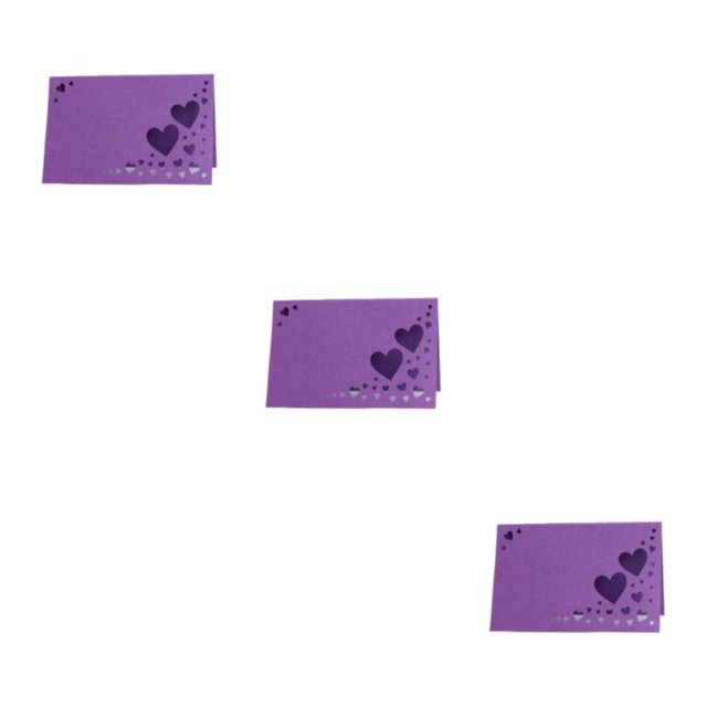 Redempat 1/2/3/5 50pcs Add Touch Of Sophistication With Heart Hollow Table Namecards Empty deep purple 3PCS