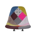 thumbnail image 5 of 2xhome - Multicolor Patchwork Ann - Modern Upholstered Side Fabric Chair Patchwork Multi-pattern Eiffel Wire Base Dining Room Chair No arm, Set of 1, 1 piece, 5 of 6