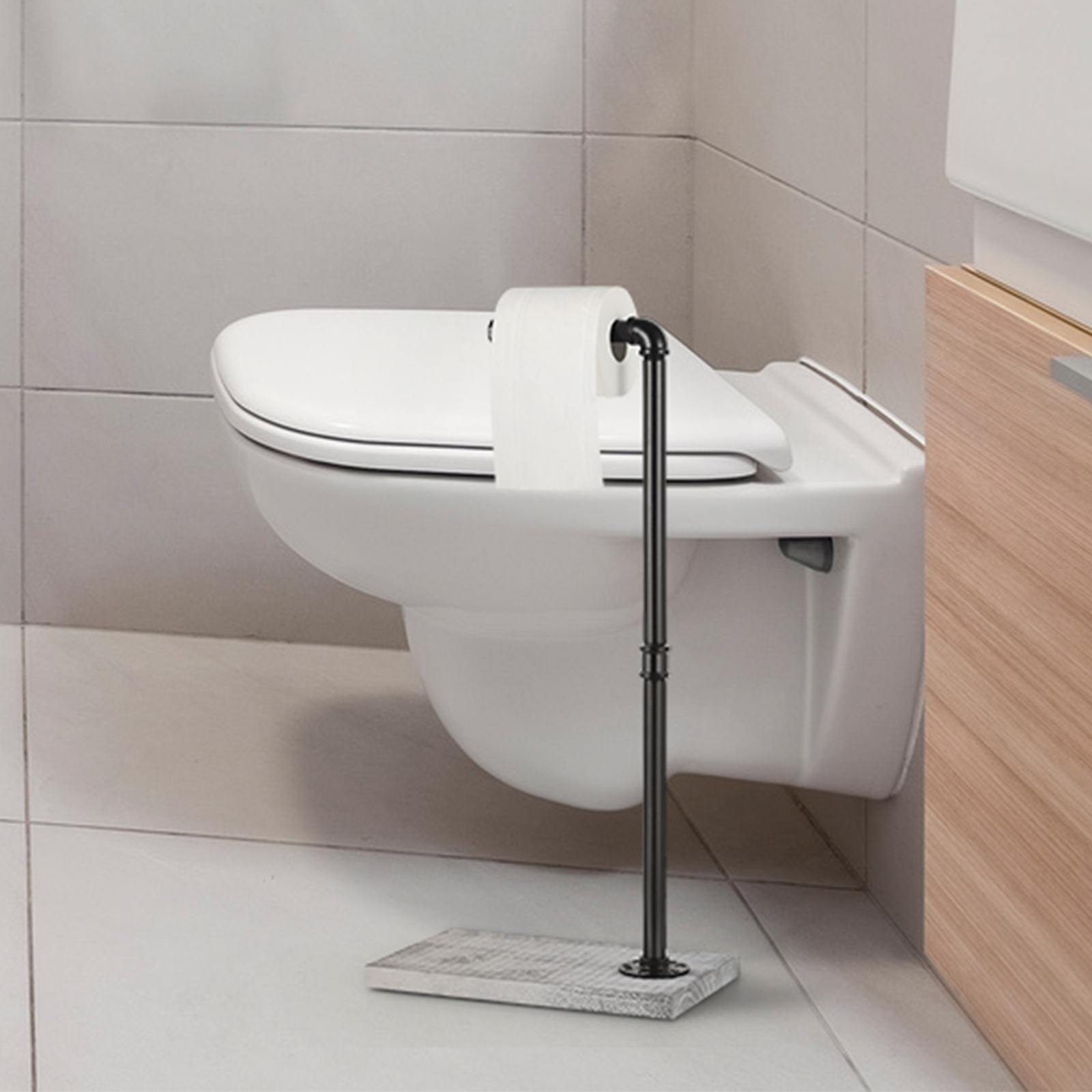 2pcs Industrial Style Floor Toilet Paper Holder Toilet Paper Dispenser Gray