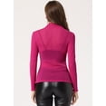 thumbnail image 4 of Camisa de manga larga brillante Gilitter de malla para mujer Top de fiesta delgados Pura Rosa Fuerte S, 4 of 5