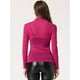 thumbnail image 4 of Camisa de manga larga brillante Gilitter de malla para mujer Top de fiesta delgados Pura Rosa Fuerte XS, 4 of 5