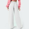 thumbnail image 6 of YanHoo Open Bottom Wide Leg Sweatpants Women High Waist Fleece Lined Sweat Pants Baggy Straight Athletic Pants with Pockets White,XXL, 6 of 7