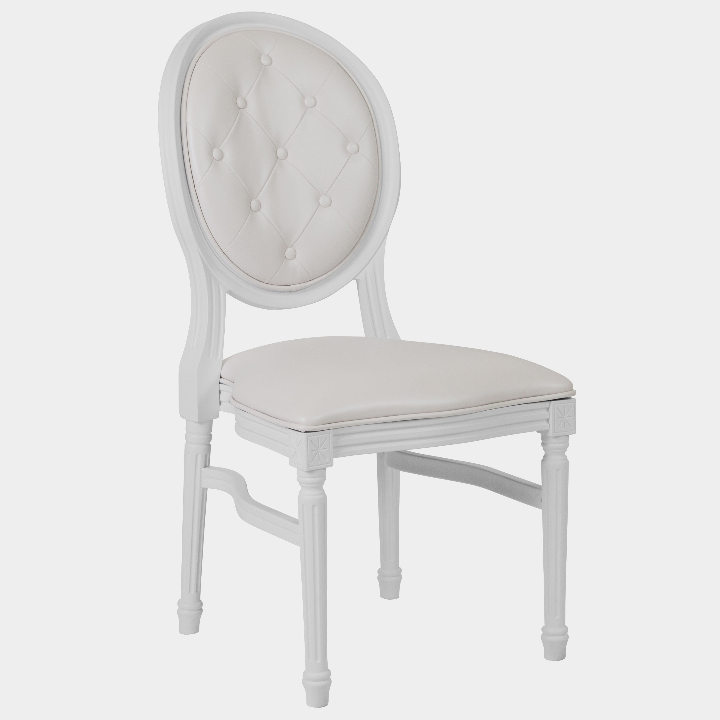 BSD National Supplies Goleta Round Tufted Back White Dining Chair